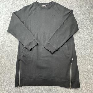 Icewear Sweatshirt Mens XL Black Longline Side Zip Pockets Pullover Crewneck